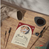 Carte De Remerciements Cream & Red Modern Classic Wedding W Note