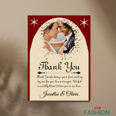 Carte De Remerciements Cream & Red Modern Classic Wedding W Note