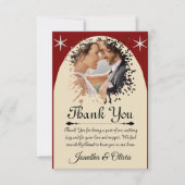 Carte De Remerciements Cream & Red Modern Classic Wedding W Note (Devant)