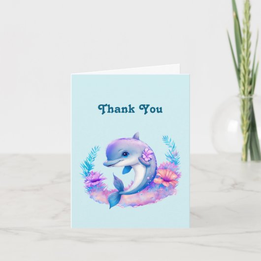 Carte De Remerciements Créature Mer Dauphin Cute (Devant)