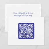 Carte De Remerciements Créer un code QR scannable | Modifiable bleu foncé (Devant / Derrière)