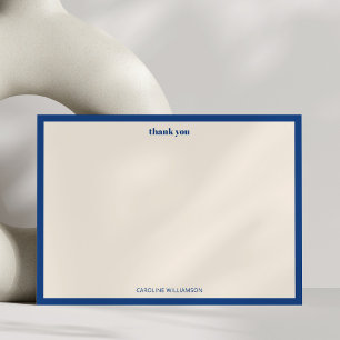 Carte De Remerciements Crème Bleu Cobalt Minimaliste Classique Personnali