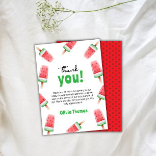 Carte De Remerciements Crème De Glace De Pastèque Prêt À Pop Baby shower