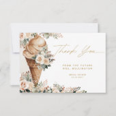Carte De Remerciements Crème De Glace Rachetée Fête des mariées Florale B (Devant)