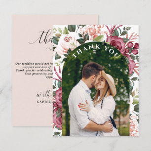 Carte De Remerciements Crème d'ivoire de Bourgogne moderne Photo florale 