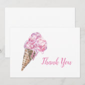 Carte De Remerciements Crème glacée aux fraises crémeuses (Devant / Derrière)