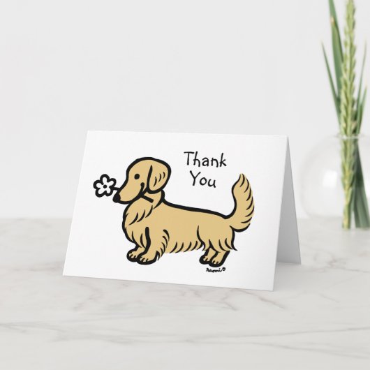 Carte De Remerciements Crème Long Haired Dachshund Tiny Flower (Devant)