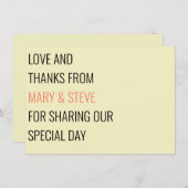 Carte De Remerciements Crème minimale Mariage simple grand et gras (Devant / Derrière)