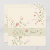 Carte De Remerciements Crème Peachée Et Rose (Devant / Derrière)