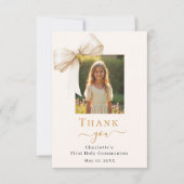 Carte De Remerciements Crème photo avant première communion (Devant)