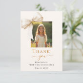 Carte De Remerciements Crème photo avant première communion (Debout devant)