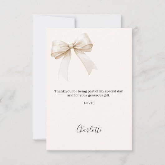 Carte De Remerciements Crème photo avant première communion (Dos)