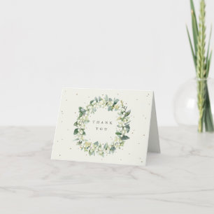 Carte De Remerciements Crème Snowberry+Eucalyptus Wreath Mariage Note
