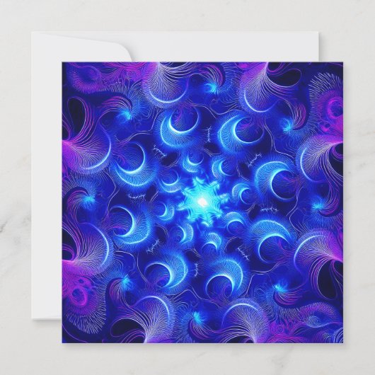 Carte De Remerciements Crescent Moon Blue Fractals (Devant)