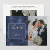 Carte De Remerciements Crescent Moon Starry Night Navy (Devant / Derrière)