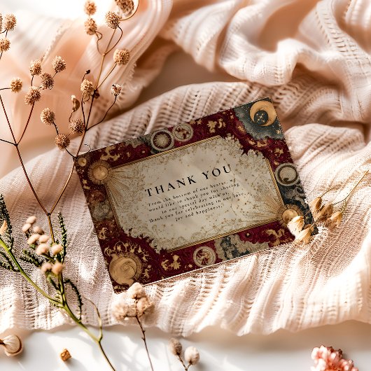 Carte De Remerciements Crimson Celestial Baroque Wedding