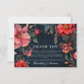 Carte De Remerciements Crimson Noir Mariage (Devant)