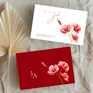 Carte De Remerciements Crimson Red Poppies Mariage floral