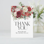Carte De Remerciements Crimson Rouge Floral Dahlia Mariage Photo simple (Debout devant)