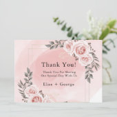 Carte de remerciements cristal rose floral (Debout devant)