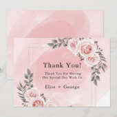 Carte de remerciements cristal rose floral (Devant / Derrière)