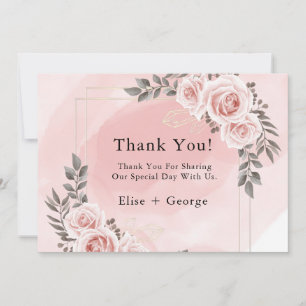 Carte de remerciements cristal rose floral