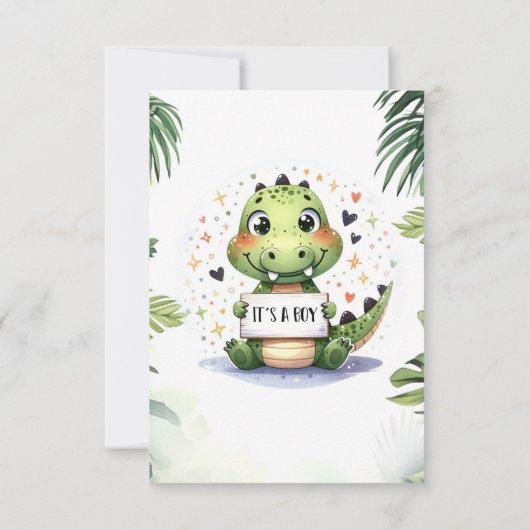 Carte De Remerciements Crocodile de bébé mignon dans la jungle aquarelle (Dos)