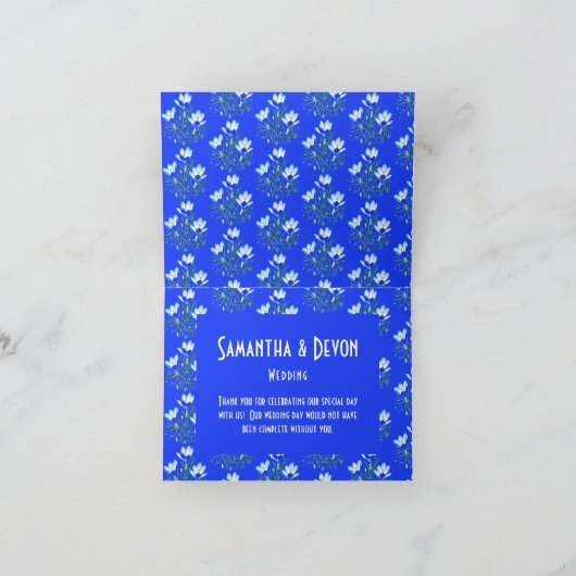 Carte De Remerciements Crocus bleus avec cadre blanc (Intérieur)