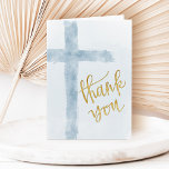 carte de remerciements croisée bleue<br><div class="desc">carte de remerciements religieuse</div>