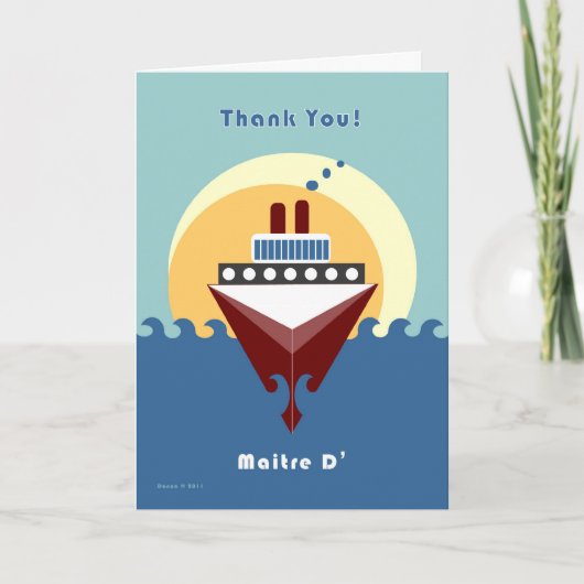 Carte De Remerciements Croisière - Maitre D'Merci (Devant)