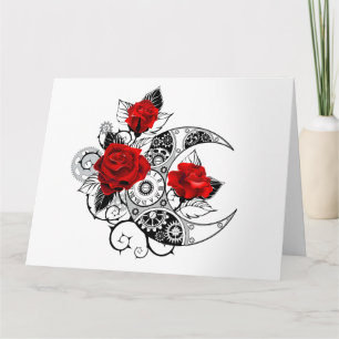 Carte De Remerciements Croissant mécanique avec roses rouges