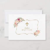 Carte De Remerciements Croix Baptême rose Flush Gold Frame (Dos)