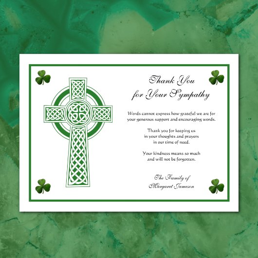 Carte De Remerciements Croix Celtique irlandaise catholique shamrock