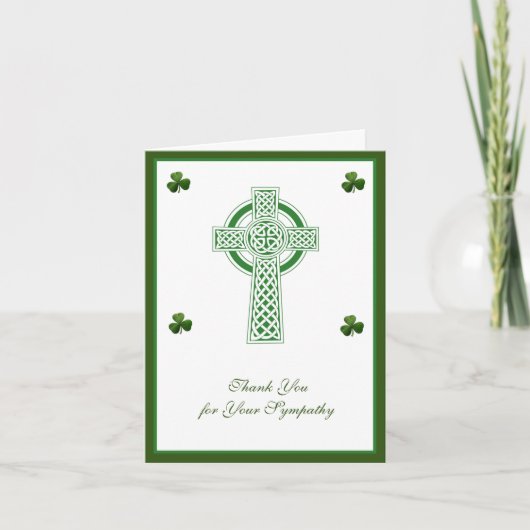 Carte De Remerciements Croix Celtique irlandaise catholique shamrock (Devant)