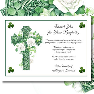 Carte De Remerciements Croix celtique irlandaise shamrock Condolence Rose