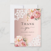 Carte De Remerciements Croix de dentelle rose doré rose rose (Devant)