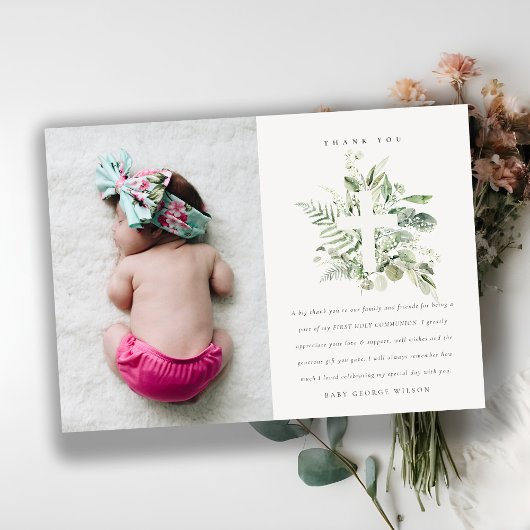 Carte De Remerciements Croix de la faune de l'eucalyptus vert rustique Ph