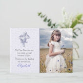 Carte De Remerciements Croix de lilas avec photo religieuse de fleurs (Debout devant)