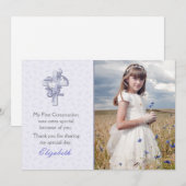 Carte De Remerciements Croix de lilas avec photo religieuse de fleurs (Devant / Derrière)