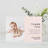 Carte De Remerciements Croix d'or minimal moderne Baptême photo (Debout devant)