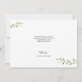 Carte De Remerciements Croix dorée Feuilles aquarelles vertes Première co (Dos)