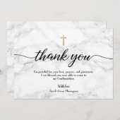 Carte De Remerciements Croix en marbre gris personnalisée or (Devant / Derrière)