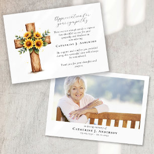 Carte De Remerciements Croix florale Sympathy Funeral Memorial