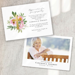 Carte De Remerciements Croix florale Sympathy Funeral Memorial