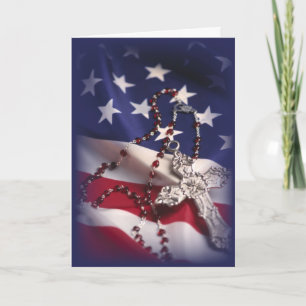 Carte De Remerciements Croix patriotique et drapeau