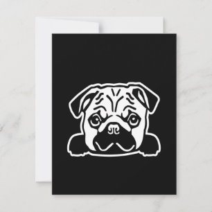 Carte De Remerciements Croquis de visage de chien mignon Carlin   Amateur
