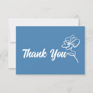 Carte De Remerciements Croquis floral bleu acier classique