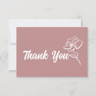 Carte De Remerciements Croquis floral Rose Dusty classique