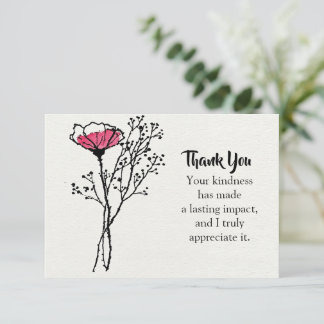 Carte De Remerciements Croquis minimaliste de fleur