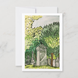 Carte De Remerciements Crow in the Graveyard, Art Print Card